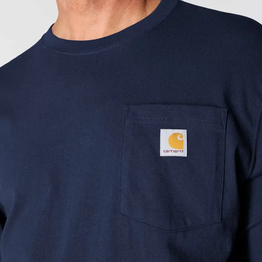 Ανδρικό φαρδύ, βαρύ, μακρυμάνικο T-shirt με τσέπη Dearborn με μανίκια