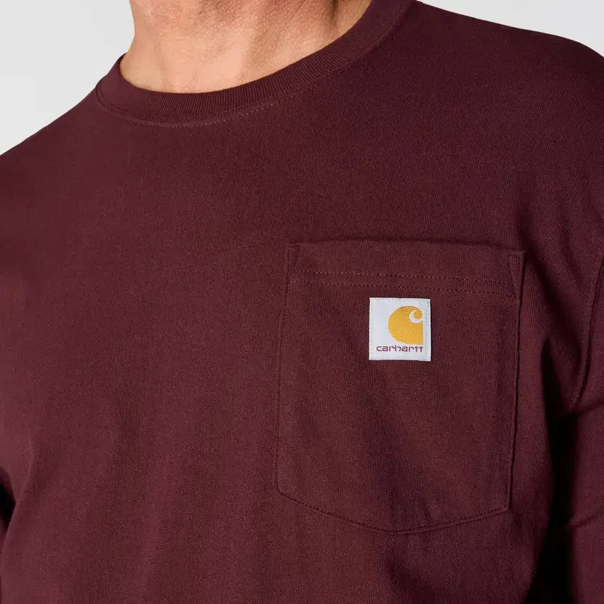Ανδρικό φαρδύ, βαρύ, μακρυμάνικο T-shirt με τσέπη Dearborn με μανίκια