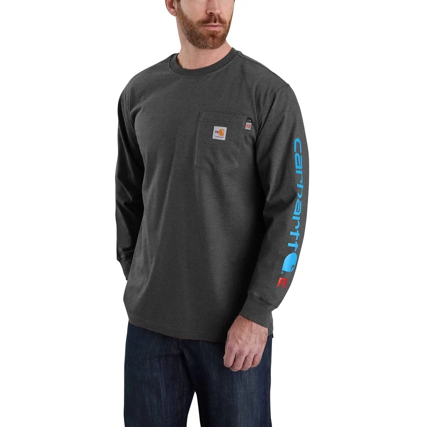 Ανδρικό Force Irvine Φαρδύ Μακρυμάνικο Τ-Shirt με Λογότυπο - Πυρίμαχα Πουκάμισα