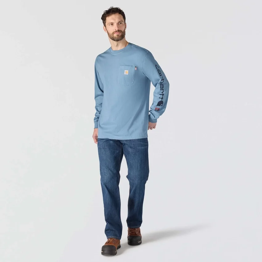 Ανδρικό Force Irvine Φαρδύ Μακρυμάνικο Τ-Shirt με Λογότυπο - Πυρίμαχα Πουκάμισα