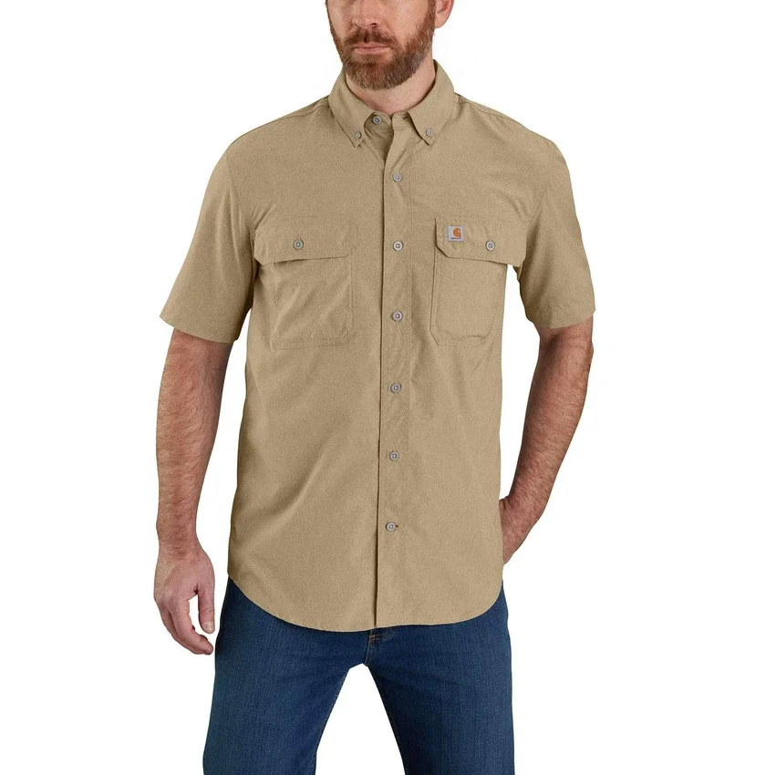 Ανδρικό πουκάμισο Force Sun Defender™ Chambray με χαλαρή εφαρμογή και κοντά μανίκια - Πουκάμισα με αντηλιακή προστασία