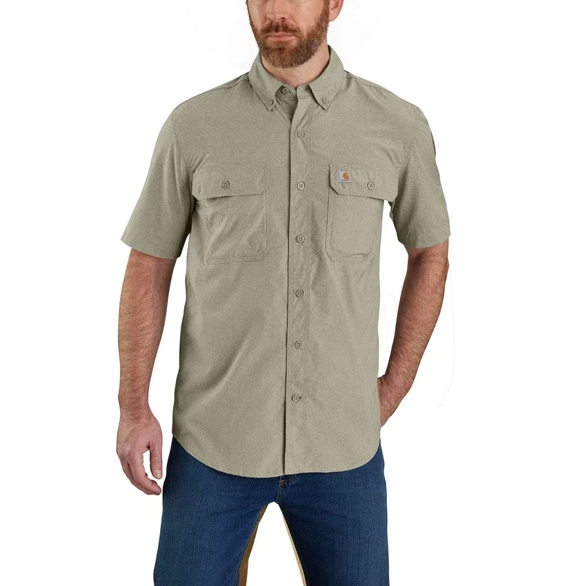 Ανδρικό πουκάμισο Force Sun Defender™ Chambray με χαλαρή εφαρμογή και κοντά μανίκια - Πουκάμισα με αντηλιακή προστασία