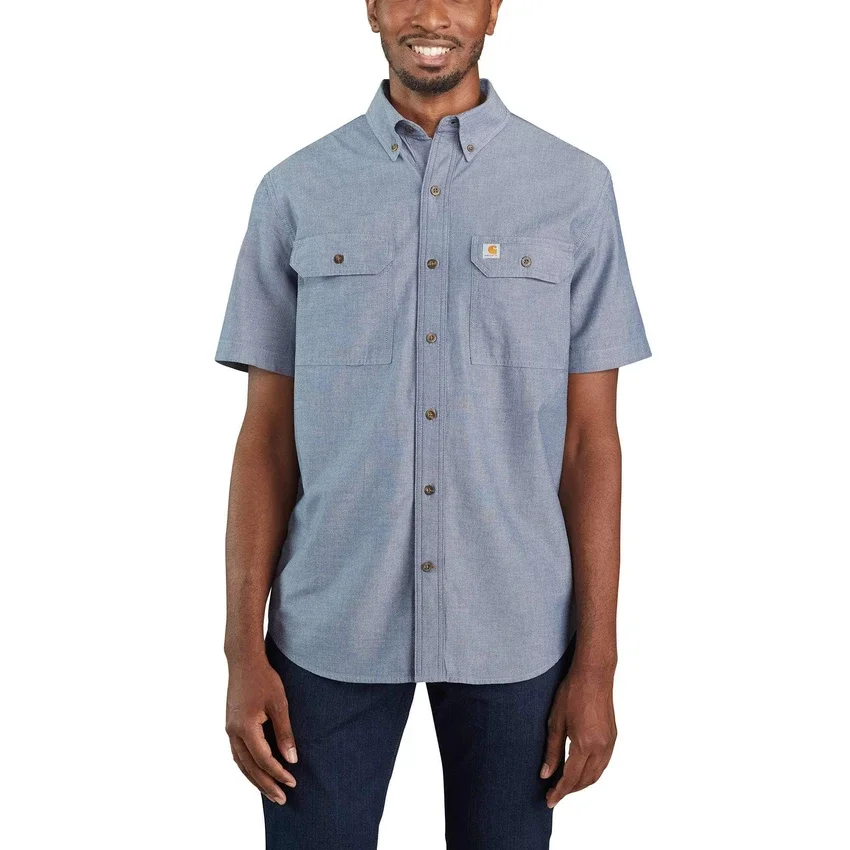 Ανδρικό πουκάμισο Fort Loose Fit με κοντά μανίκια από chambray - Ανδρικά πουκάμισα εργασίας