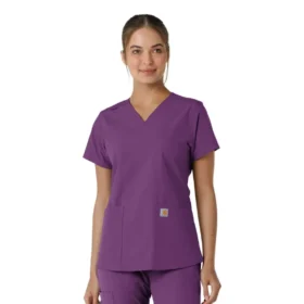 Γυναικείο μπλουζάκι εργασίας Force Essentials με V-neck και πλεκτά πάνελ
