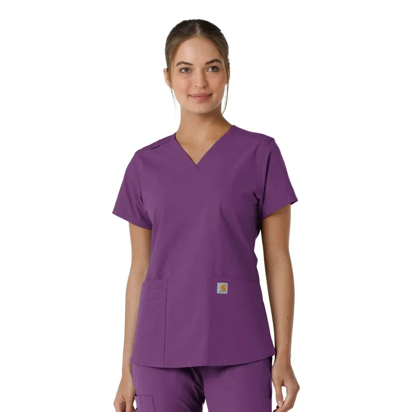 Γυναικείο μπλουζάκι εργασίας Force Essentials με V-neck και πλεκτά πάνελ