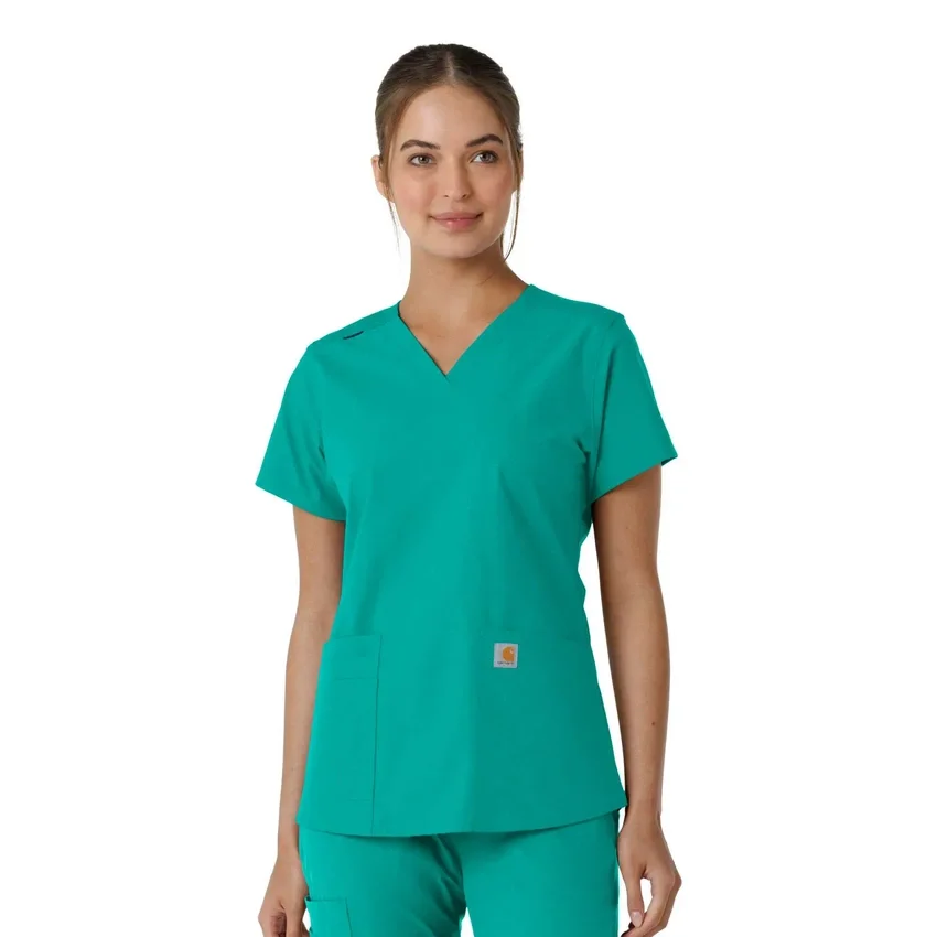Γυναικείο μπλουζάκι εργασίας Force Essentials με V-neck και πλεκτά πάνελ