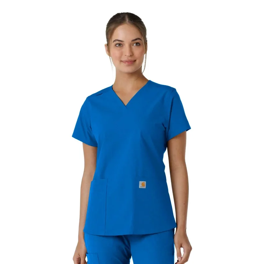 Γυναικείο μπλουζάκι εργασίας Force Essentials με V-neck και πλεκτά πάνελ