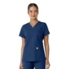 Γυναικείο μπλουζάκι εργασίας Force Essentials με V-neck και πλεκτά πάνελ