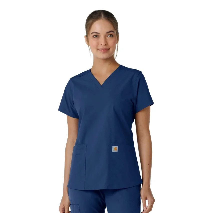 Γυναικείο μπλουζάκι εργασίας Force Essentials με V-neck και πλεκτά πάνελ