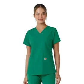 Γυναικείο μπλουζάκι εργασίας Force Essentials με V-neck και πλεκτά πάνελ