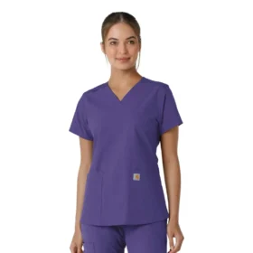 Γυναικείο μπλουζάκι εργασίας Force Essentials με V-neck και πλεκτά πάνελ
