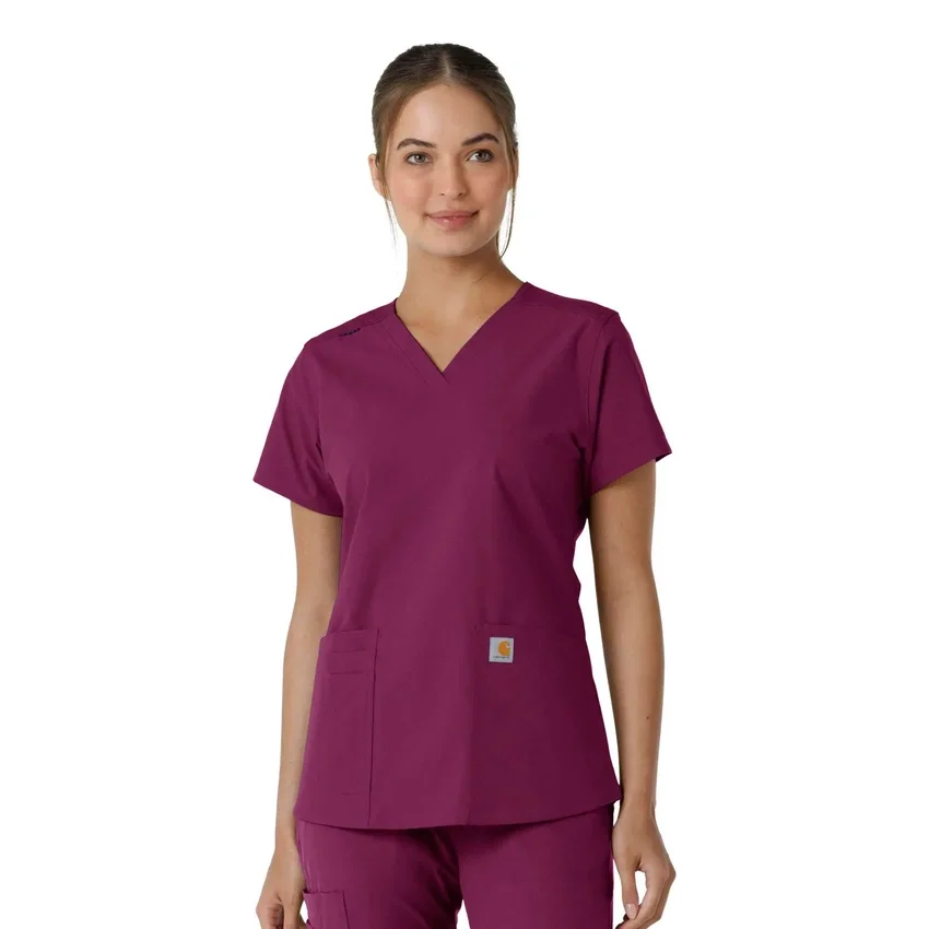 Γυναικείο μπλουζάκι εργασίας Force Essentials με V-neck και πλεκτά πάνελ