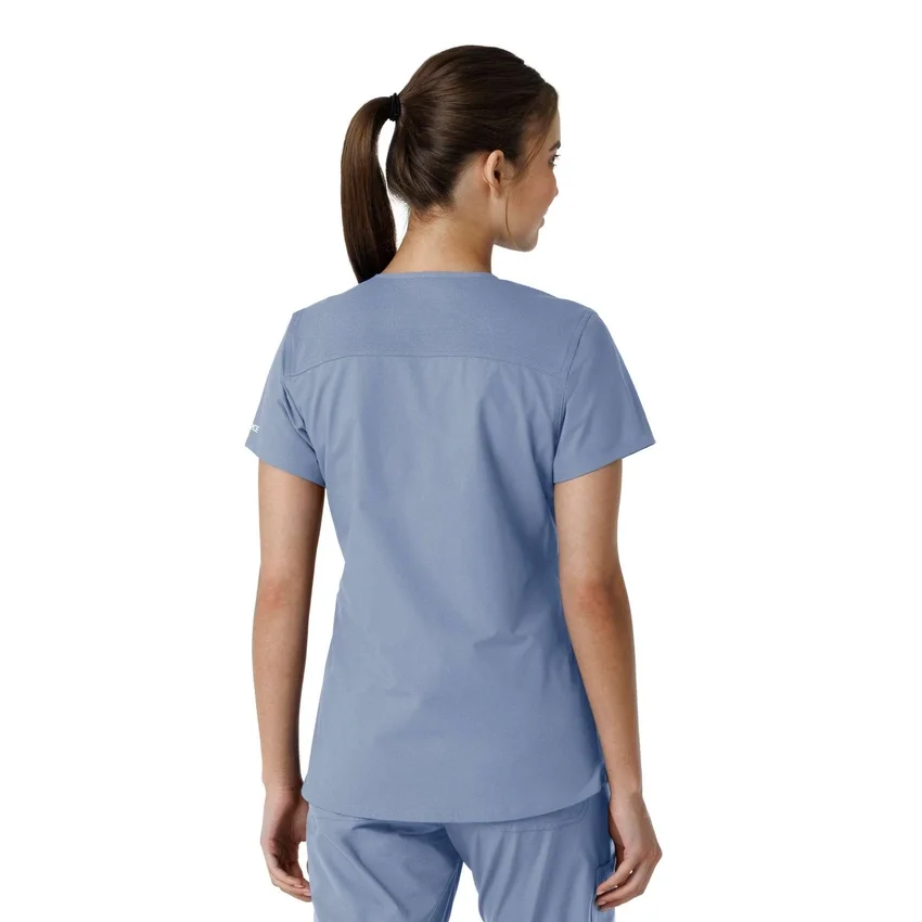 Γυναικείο μπλουζάκι εργασίας Force Essentials με V-neck και πλεκτά πάνελ