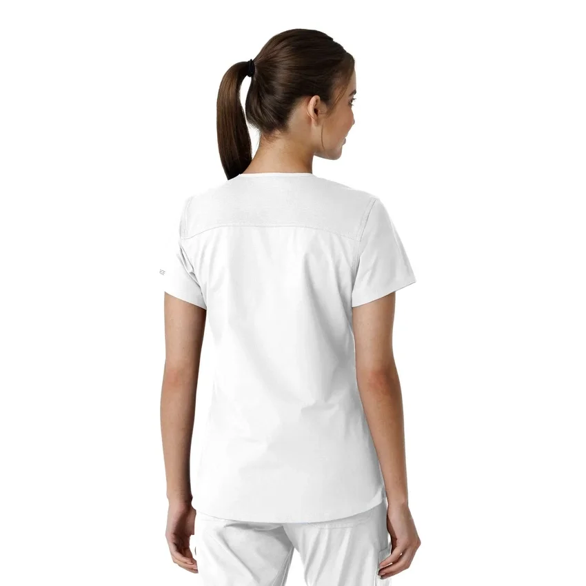 Γυναικείο μπλουζάκι εργασίας Force Essentials με V-neck και πλεκτά πάνελ