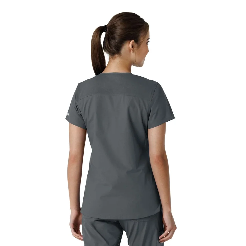 Γυναικείο μπλουζάκι εργασίας Force Essentials με V-neck και πλεκτά πάνελ
