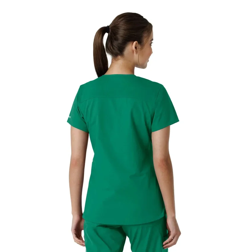 Γυναικείο μπλουζάκι εργασίας Force Essentials με V-neck και πλεκτά πάνελ