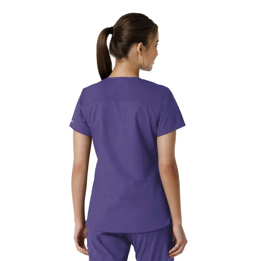 Γυναικείο μπλουζάκι εργασίας Force Essentials με V-neck και πλεκτά πάνελ