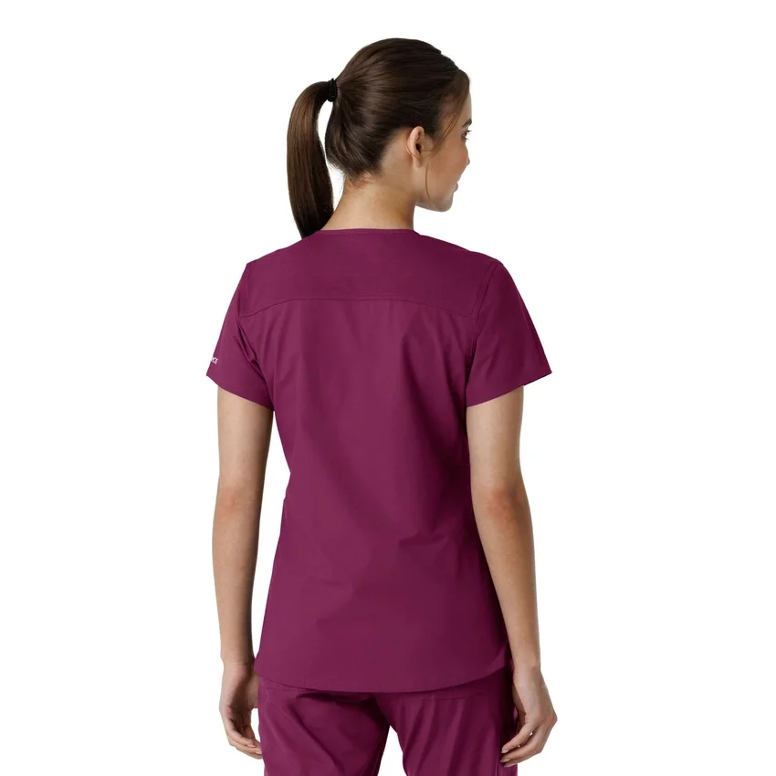Γυναικείο μπλουζάκι εργασίας Force Essentials με V-neck και πλεκτά πάνελ