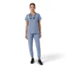 Γυναικείο μπλουζάκι εργασίας Force Essentials με V-neck και πλεκτά πάνελ