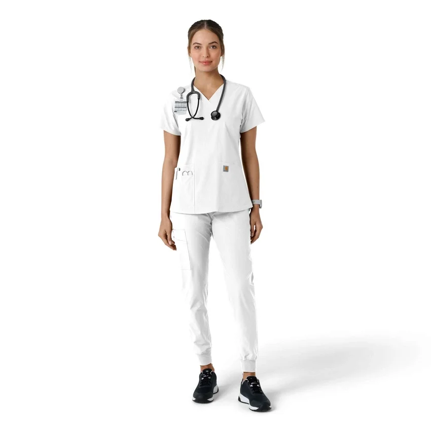 Γυναικείο μπλουζάκι εργασίας Force Essentials με V-neck και πλεκτά πάνελ
