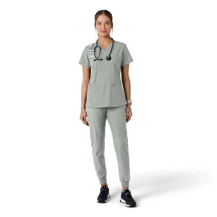 Γυναικείο μπλουζάκι εργασίας Force Essentials με V-neck και πλεκτά πάνελ