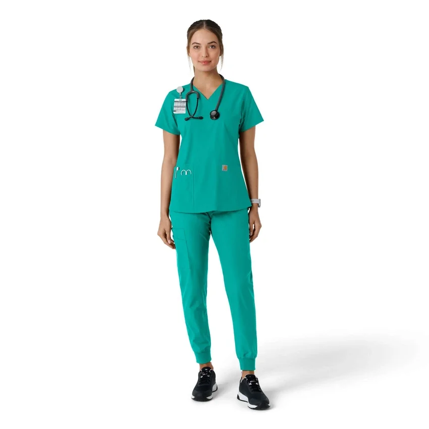 Γυναικείο μπλουζάκι εργασίας Force Essentials με V-neck και πλεκτά πάνελ