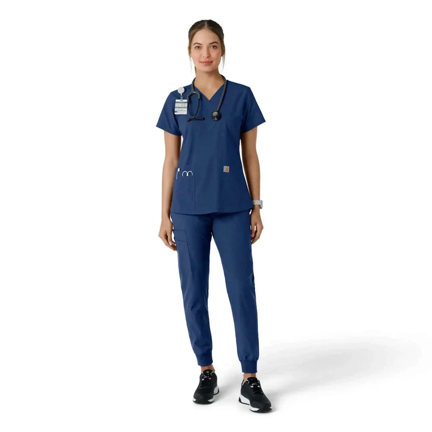 Γυναικείο μπλουζάκι εργασίας Force Essentials με V-neck και πλεκτά πάνελ
