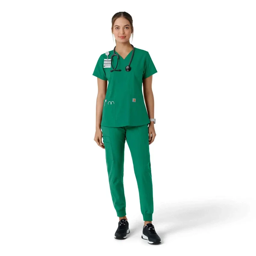 Γυναικείο μπλουζάκι εργασίας Force Essentials με V-neck και πλεκτά πάνελ