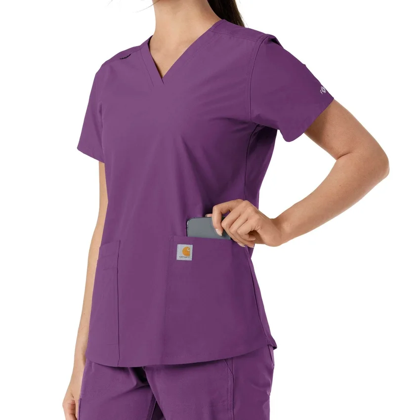 Γυναικείο μπλουζάκι εργασίας Force Essentials με V-neck και πλεκτά πάνελ