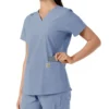 Γυναικείο μπλουζάκι εργασίας Force Essentials με V-neck και πλεκτά πάνελ