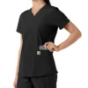 Γυναικείο μπλουζάκι εργασίας Force Essentials με V-neck και πλεκτά πάνελ
