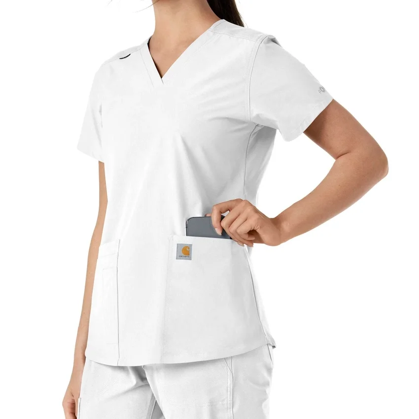 Γυναικείο μπλουζάκι εργασίας Force Essentials με V-neck και πλεκτά πάνελ