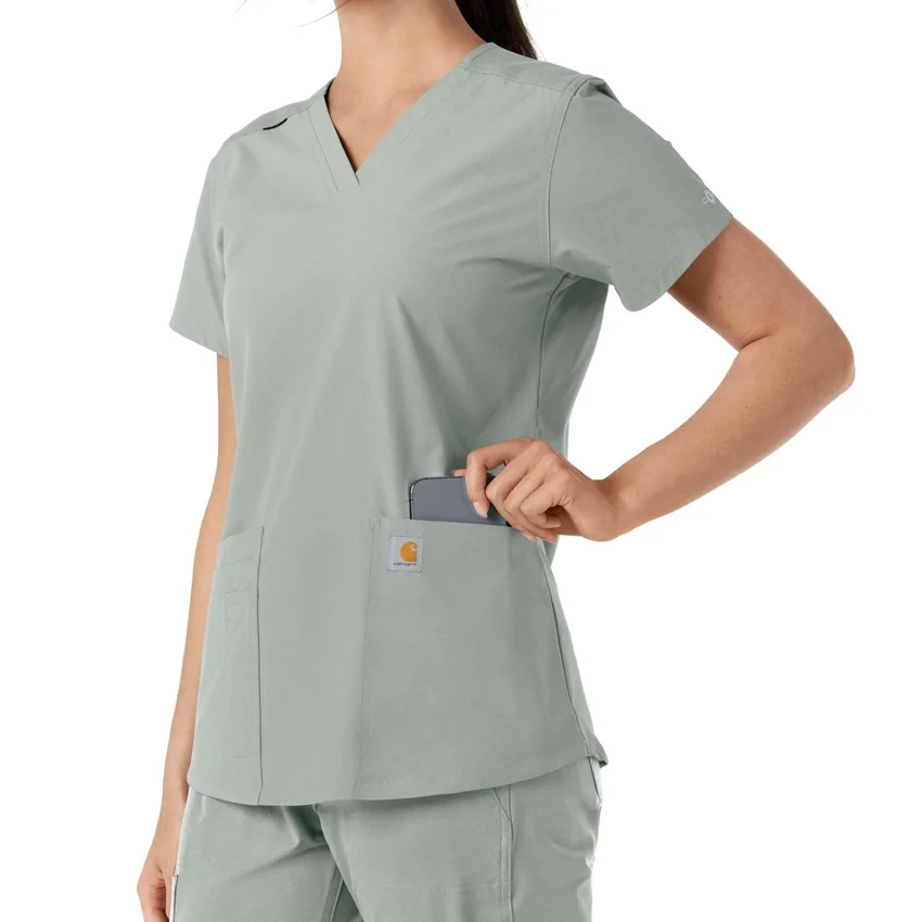 Γυναικείο μπλουζάκι εργασίας Force Essentials με V-neck και πλεκτά πάνελ