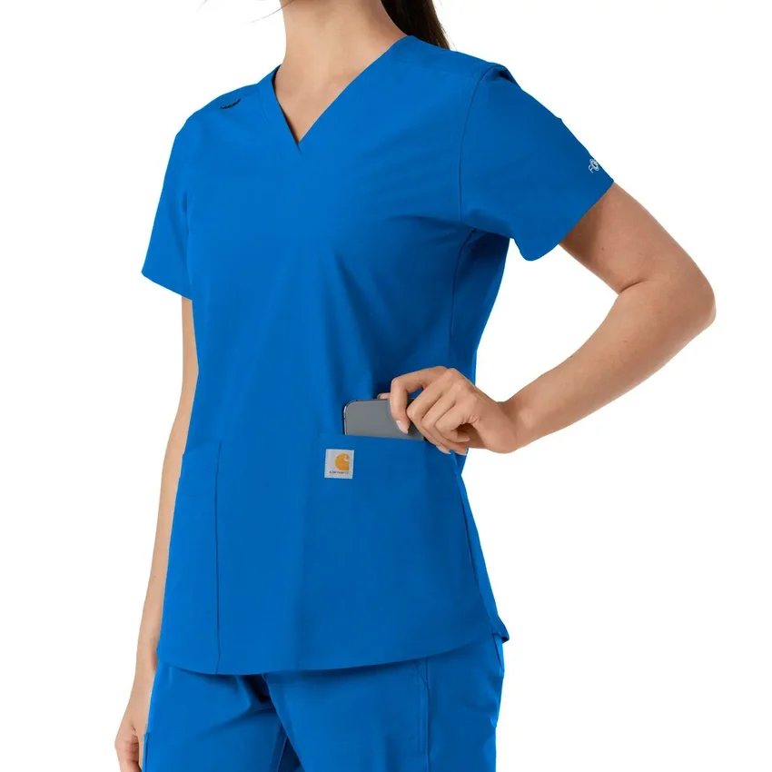 Γυναικείο μπλουζάκι εργασίας Force Essentials με V-neck και πλεκτά πάνελ