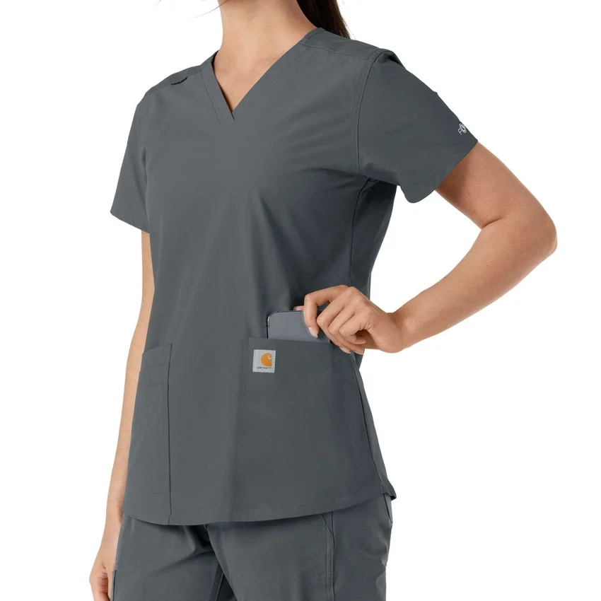 Γυναικείο μπλουζάκι εργασίας Force Essentials με V-neck και πλεκτά πάνελ