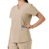 Γυναικείο μπλουζάκι εργασίας Force Essentials με V-neck και πλεκτά πάνελ