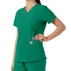 Γυναικείο μπλουζάκι εργασίας Force Essentials με V-neck και πλεκτά πάνελ
