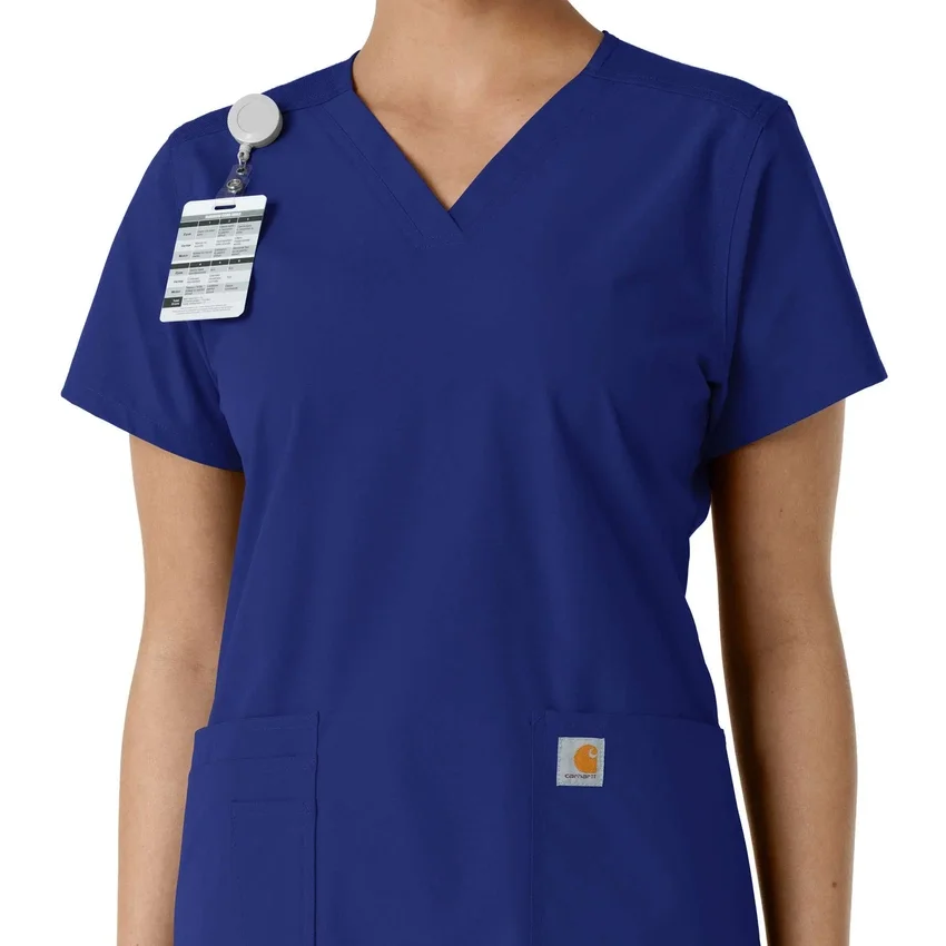 Γυναικείο μπλουζάκι εργασίας Force Essentials με V-neck και πλεκτά πάνελ
