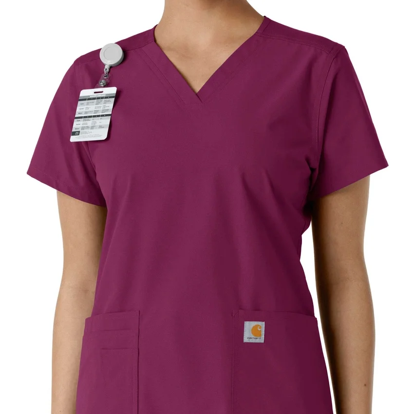 Γυναικείο μπλουζάκι εργασίας Force Essentials με V-neck και πλεκτά πάνελ