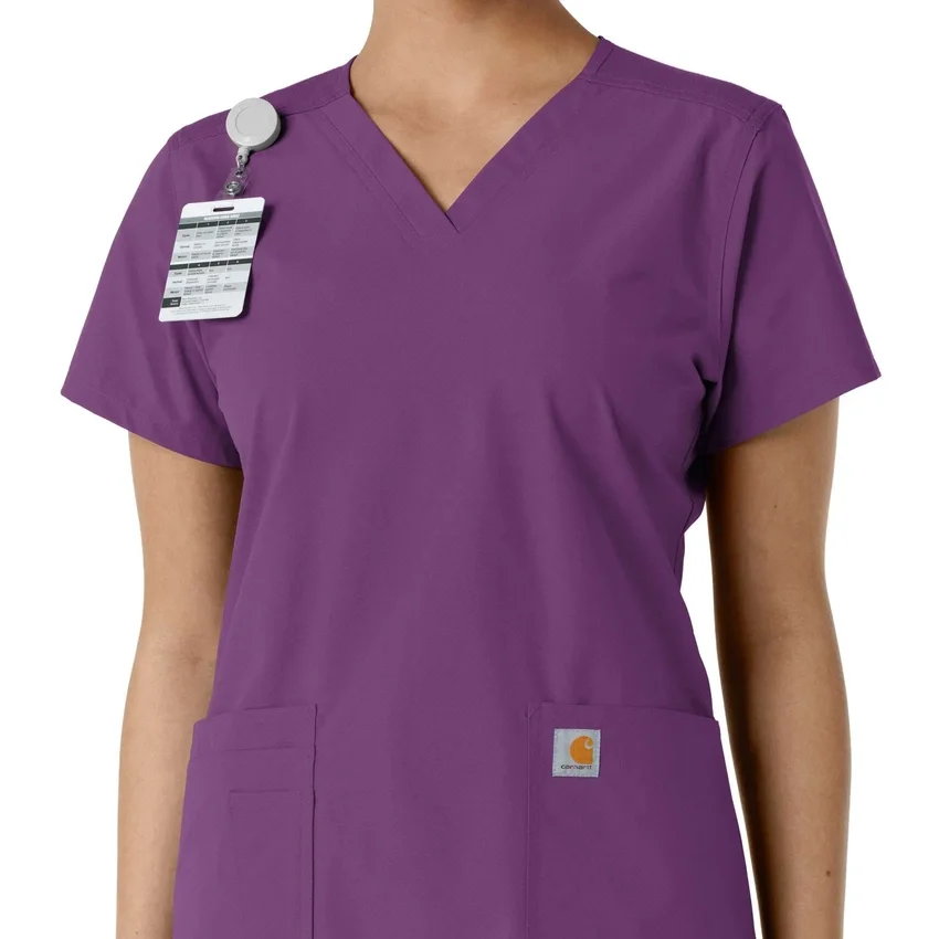 Γυναικείο μπλουζάκι εργασίας Force Essentials με V-neck και πλεκτά πάνελ
