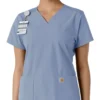 Γυναικείο μπλουζάκι εργασίας Force Essentials με V-neck και πλεκτά πάνελ