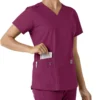 Γυναικείο μπλουζάκι εργασίας Force Essentials με V-neck και πλεκτά πάνελ