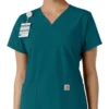 Γυναικείο μπλουζάκι εργασίας Force Essentials με V-neck και πλεκτά πάνελ