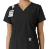 Γυναικείο μπλουζάκι εργασίας Force Essentials με V-neck και πλεκτά πάνελ
