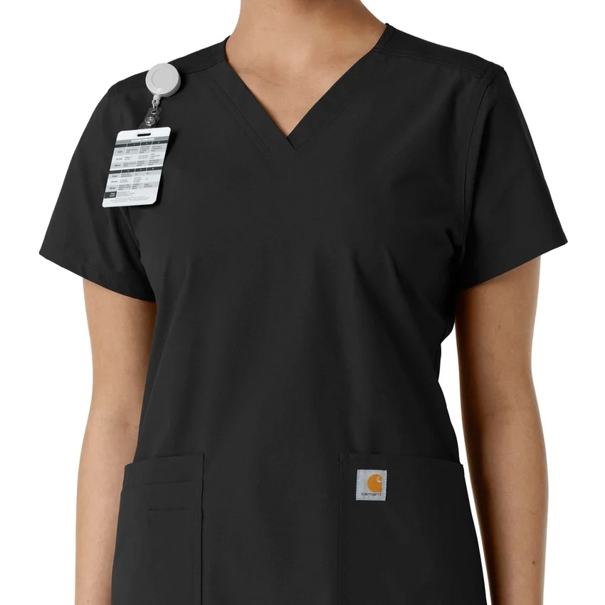 Γυναικείο μπλουζάκι εργασίας Force Essentials με V-neck και πλεκτά πάνελ