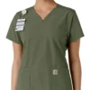 Γυναικείο μπλουζάκι εργασίας Force Essentials με V-neck και πλεκτά πάνελ