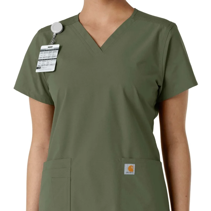 Γυναικείο μπλουζάκι εργασίας Force Essentials με V-neck και πλεκτά πάνελ
