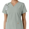 Γυναικείο μπλουζάκι εργασίας Force Essentials με V-neck και πλεκτά πάνελ