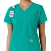 Γυναικείο μπλουζάκι εργασίας Force Essentials με V-neck και πλεκτά πάνελ