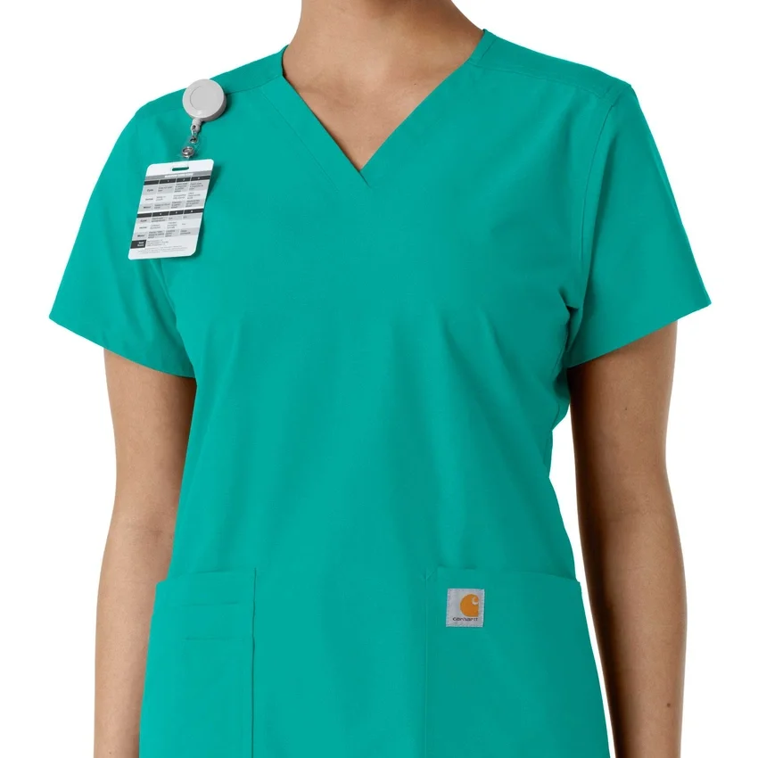 Γυναικείο μπλουζάκι εργασίας Force Essentials με V-neck και πλεκτά πάνελ